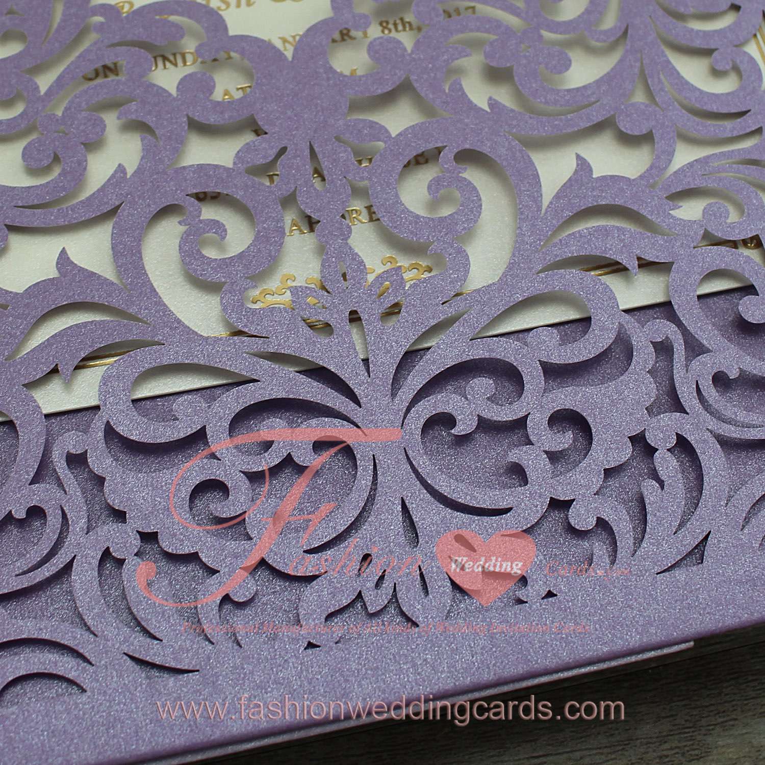 Laser Cut Bridal Shower Wedding Invitation with Ribbon
